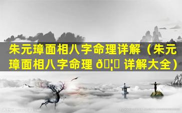 朱元璋面相八字命理详解（朱元璋面相八字命理 🦟 详解大全）